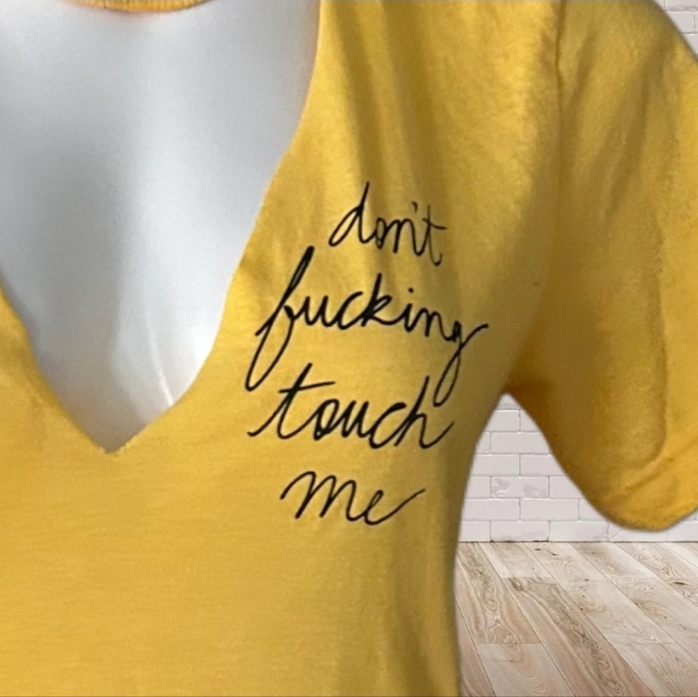 Rebel Spul Collective Yellow V-Neck T-Shirt with Text